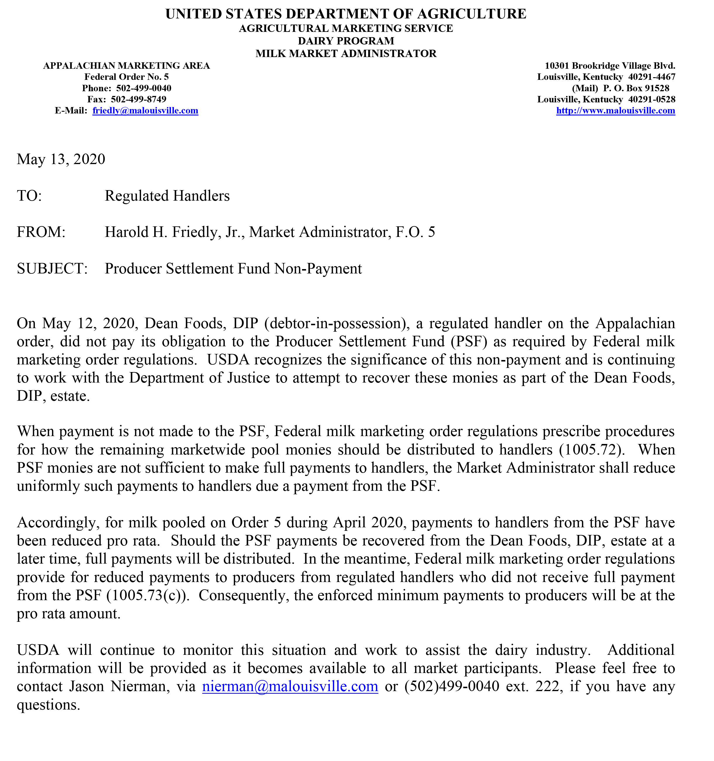 UNITED STATES DEPARTMENT OF AGRICULTURE